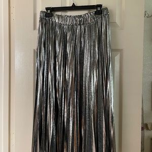 Michael Kors Silver Lame MIdi Skirt